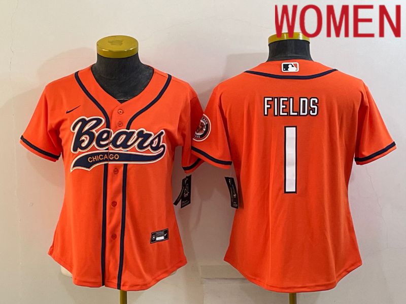 Women Chicago Bears 1 Fields Orange 2022 Nike Co branded NFL Jerseys